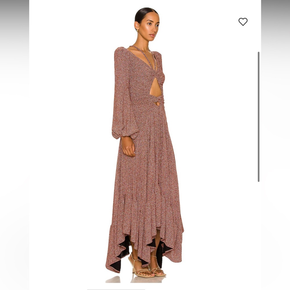 PATBO Lurex Cut Out Brown Maxi Dress - Picture 2 of 15